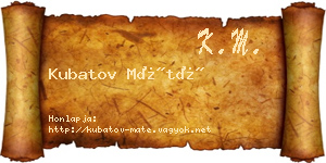 Kubatov Máté névjegykártya